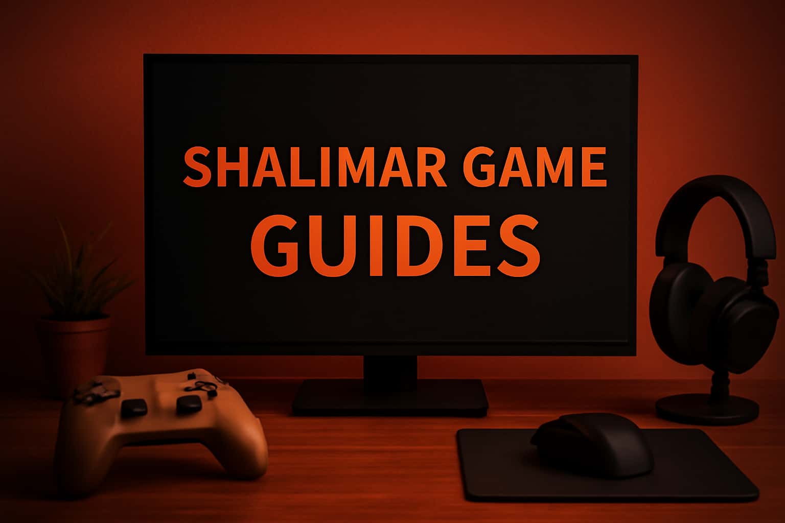 An informational scene representing Shalimar Game Guides with prominent text.