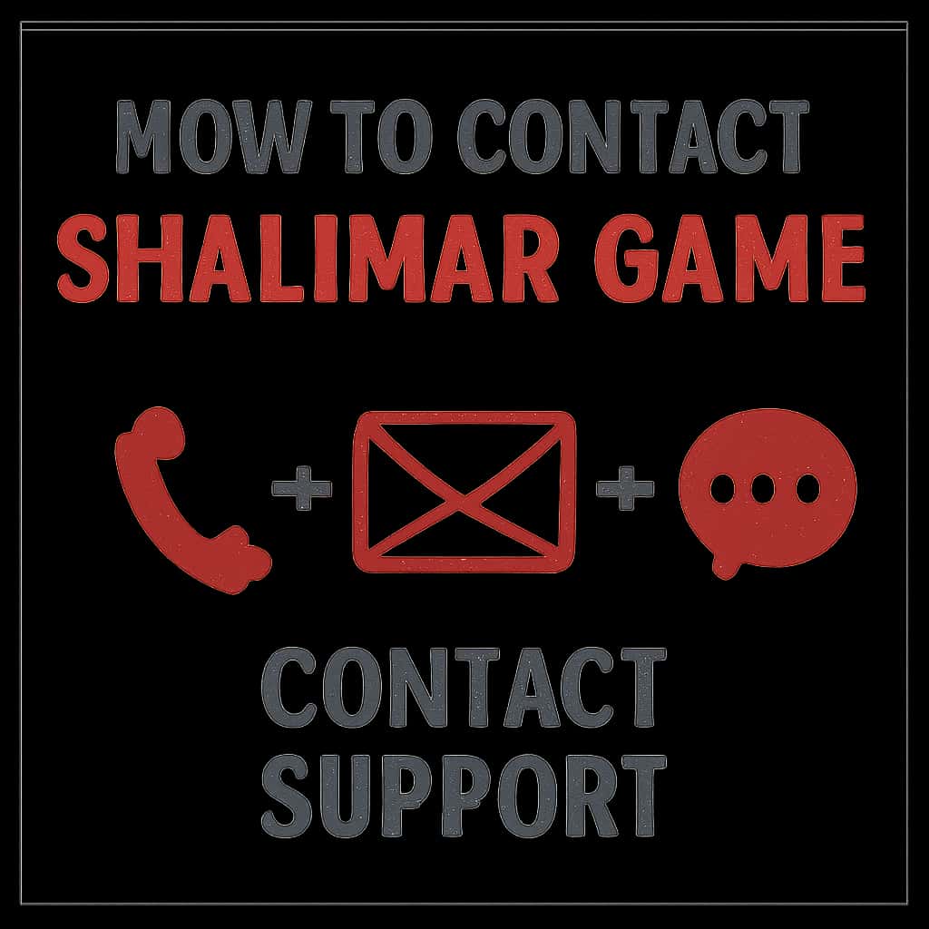 Illustration explaining Shalimar Game Support contact methods.